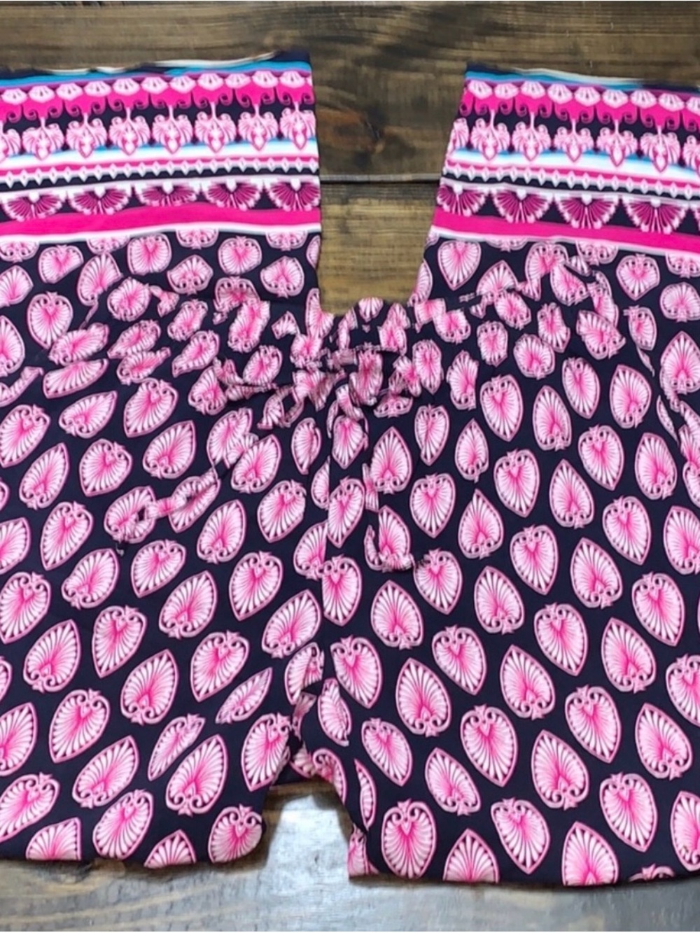 crown & ivy Navy and Pink Patterned Women's Pants